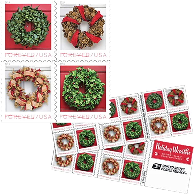 2019 Holiday Wreaths Christmas Stamps - Forever Stamps