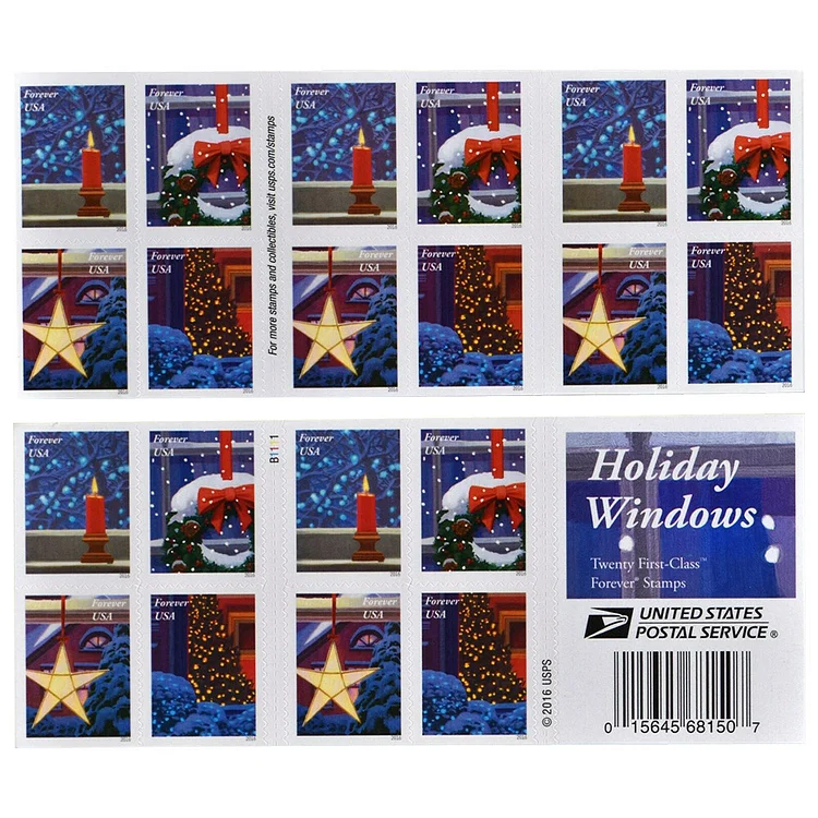 2016 Holiday Windows Christmas Stamps - Forever Stamps