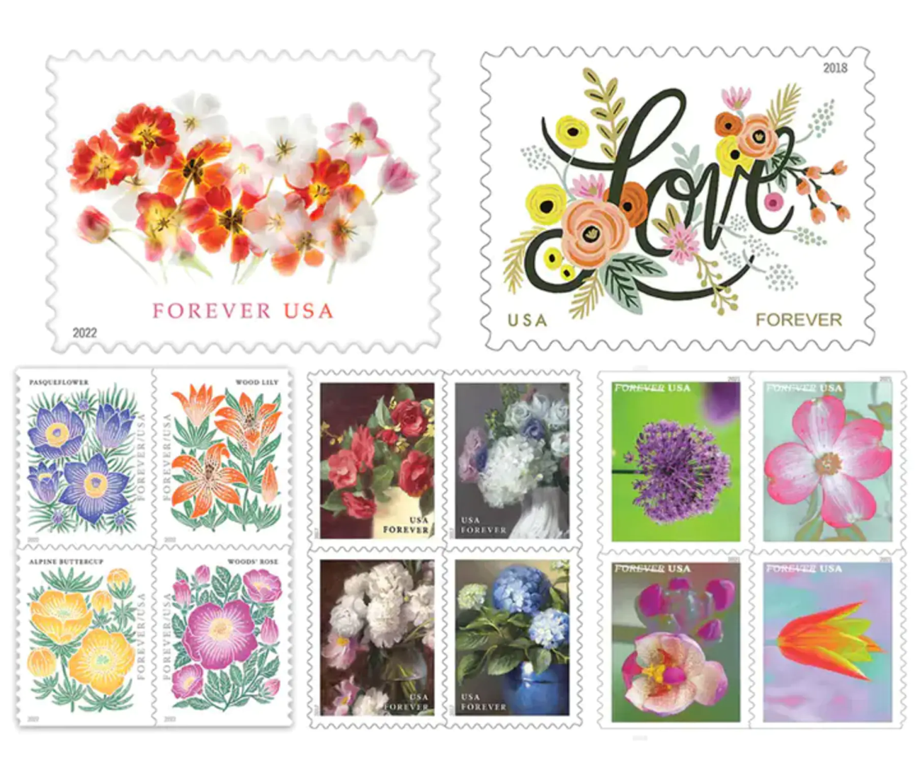 Big Sales! Flower Bouquet Collection Stamps,500 Pcs - Forever Stamps